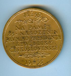 1935 Tomas G Masaryk Czechoslovakia Medal O Spaniel