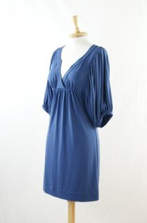 BCBG Max and Cleo Slate Blue Bishop Sleeves Stretch Dress Size XS
