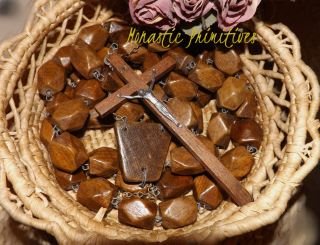 Antique Monks Rosary Handmade Wood Deluxe Catholic (INCREDIBLE FIND