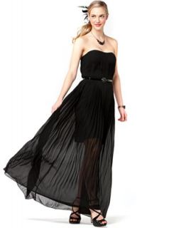 M60 Miss Sixty Dress, Strapless Belted Pleated Gown