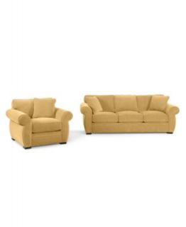 Devon Fabric Living Room Furniture, 2 Piece Set (Sofa and Chair