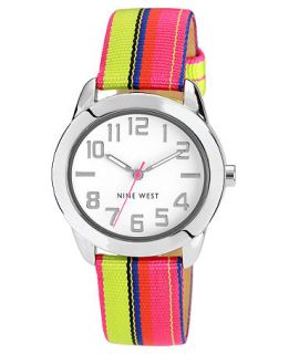 Nine West Watch, Womens Multi Colored Grosgrain Ribbon Strap 34x36mm