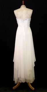 NWT Jessica McClintock 33555 White Chiffon and Satin Long Formal Dress