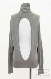 Lily McNeal Grey Cashmere Open Back Turtleneck Sweater Size Medium