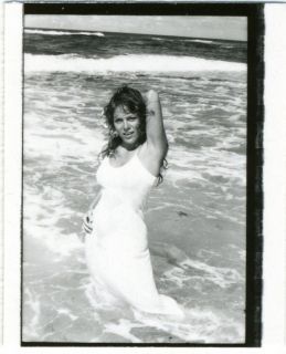 1960s McQueeney Photo Seductive Brunette Pin Up Girl in Wet Dress in