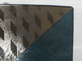 Signed Kurt Mcvay Fused Art Glass Plate Tray Grid Deco