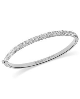 Michael Kors Bracelet, Silver Tone Ion Plated Glass Bangle Bracelet