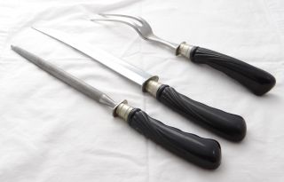 Black Craftsman Vanadium Carving Set Knife Fork Sharpener Cutlery