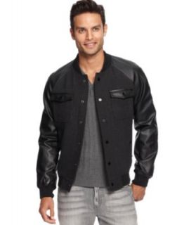 Calvin Klein Jeans Jacket, Woven Hooded Moto Jacket   Mens Coats