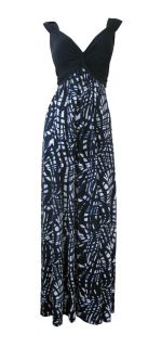 Blue Graphic Print Twist Front Maxi Dress Elise Size 12 New