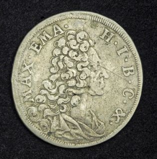 1720 Bavaria Maximilian II Emanuel Silver 30 Kreuzer ½ Gulden Coin