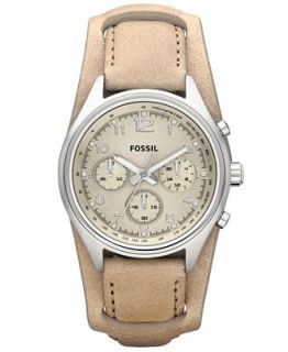 Fossil Watch, Womens Chronograph Flight Sand Leather Strap 38mm