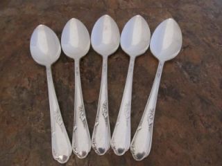 Oneida Meadowbrook Set of 5 Place Soup Spoons Wm A Rogers Silverplate