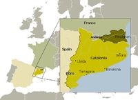 Map of Catalonia , showing the partition of its territory by means of