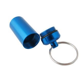 Mini Aluminum Pill Box Case Bottle Holder Container Keychain Key ring