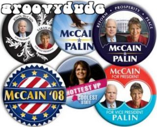 John McCain Sarah Palin 2008 Pins Buttons Pinbacks Badges Collection