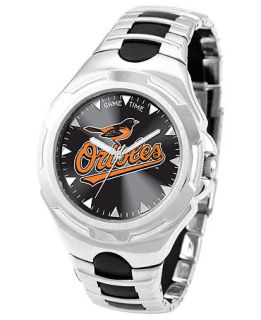 Game Time Watch, Mens Baltimore Orioles Black Rubber and Stainless