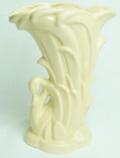 McCoy Cream White Ceramic Swan Vase Planter