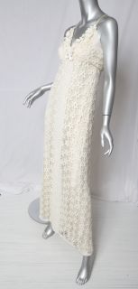 Meghan Cream Crochet Lace Long Cotton Bohemian Cole Boho Maxi Dress 0