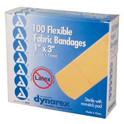 Dynarex Fabric Band Aids 1inx3in Box 100
