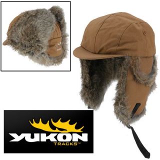 Yukon Hats Carhartt Canvas Brown Visor Rabbit Fur Trapper Hat Free