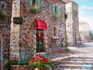 Original Oil Paintings Canvas Mediterranean Stone House