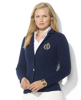 Lauren Ralph Lauren Plus Size Jacket, Single Button Crest Blazer