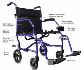 Medline Freedom Ultralight Transport Chair Wheelchair