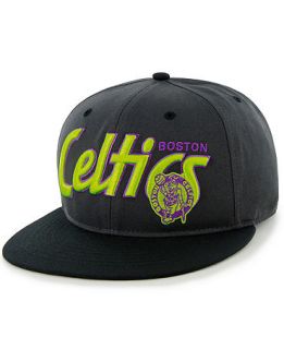 47 Brand NBA Hat, Boston Celtics Retroscript Logo Flat Brim Snapback