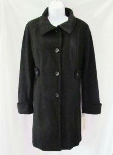 Kenneth Cole Reaction New Melton Black Wool Coat Jacket Womens L