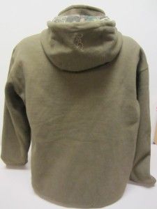 Mens Browning Thermal Lined Zip Up Hoodie Size M Army Green Chestnut