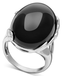 Sterling Silver Ring, Onyx (10mm) and White Topaz (1 ct. t.w.) Ring