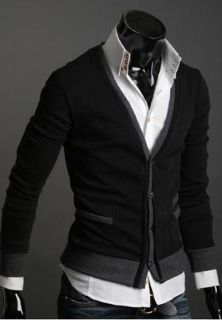 New Black Gray M L XL Mens Sweater Cardigan Sweater Shirt Casual Slim