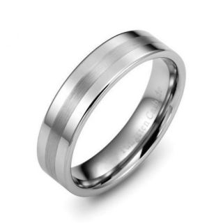 Tungsten Carbide Mens Two Tone Stripe Comfort Fit Band Mans Ring