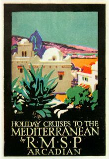 1924 Color Print Frank Newbould Arcadian Mediterranean Cruise