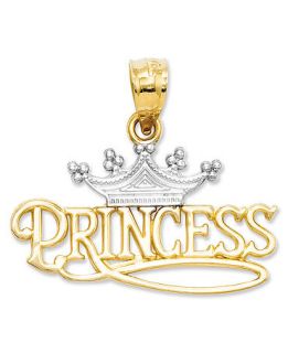 14k Gold and Sterling Silver Charm, Polished Princess Charm