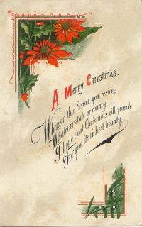 Postcard 107172 A Merry Christmas Poem Pointsettia