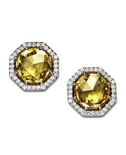 Arabella Sterling Silver Earrings, Yellow Swarovski Zirconia Stud