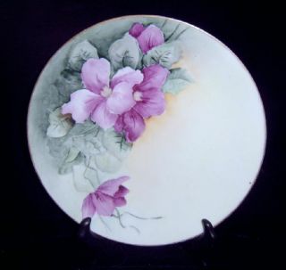Saxony Artist Signed J Mellon Purple Green Floral Plate
