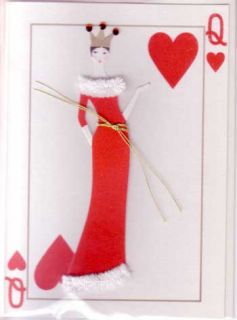 Meri Meri Greeting Cards Embellished Queen Hearts Red Hand Made 3D Set