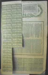 Mexico Republica Mexicana Bond of 195 Pesos 1910 Uncancelled with