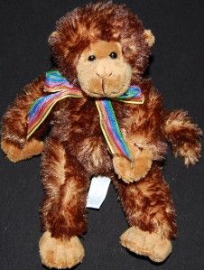 Mary Meyer Plush Monkey Brown Stuffed Toy Animal Rainbow Pride Ribbon