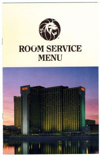 MGM Grand Hotel and Casino Room Service Menu Reno Nevada