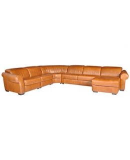 Blayne Leather Modular Sectional Sofa, 5 Piece (Chair, Armless Chair