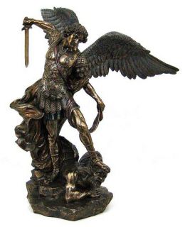 Large Saint Michael Archangel Bronzed St Statue 31 Inch