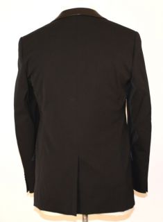 Versace Mens Black Leather Collar Suit 48C EU 38S US