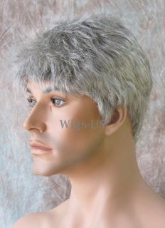 Handsome Gray Grey Spiky Top Short Sides Mens Style Man Wigs