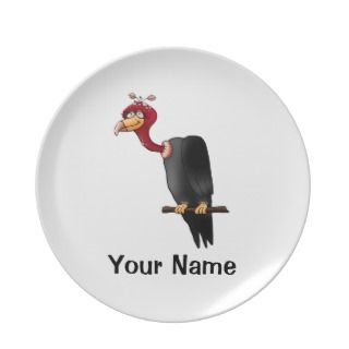 Personalized Plate, Cute Vulture Cartoon