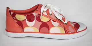 Womens Shoes Coach Barrett A1097 C Signature Sneakers Leather Coral