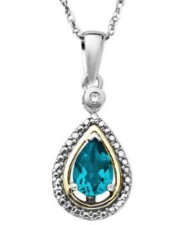 14k Gold and Sterling Silver Necklace, Blue Topaz (3/4 ct. t.w.) and